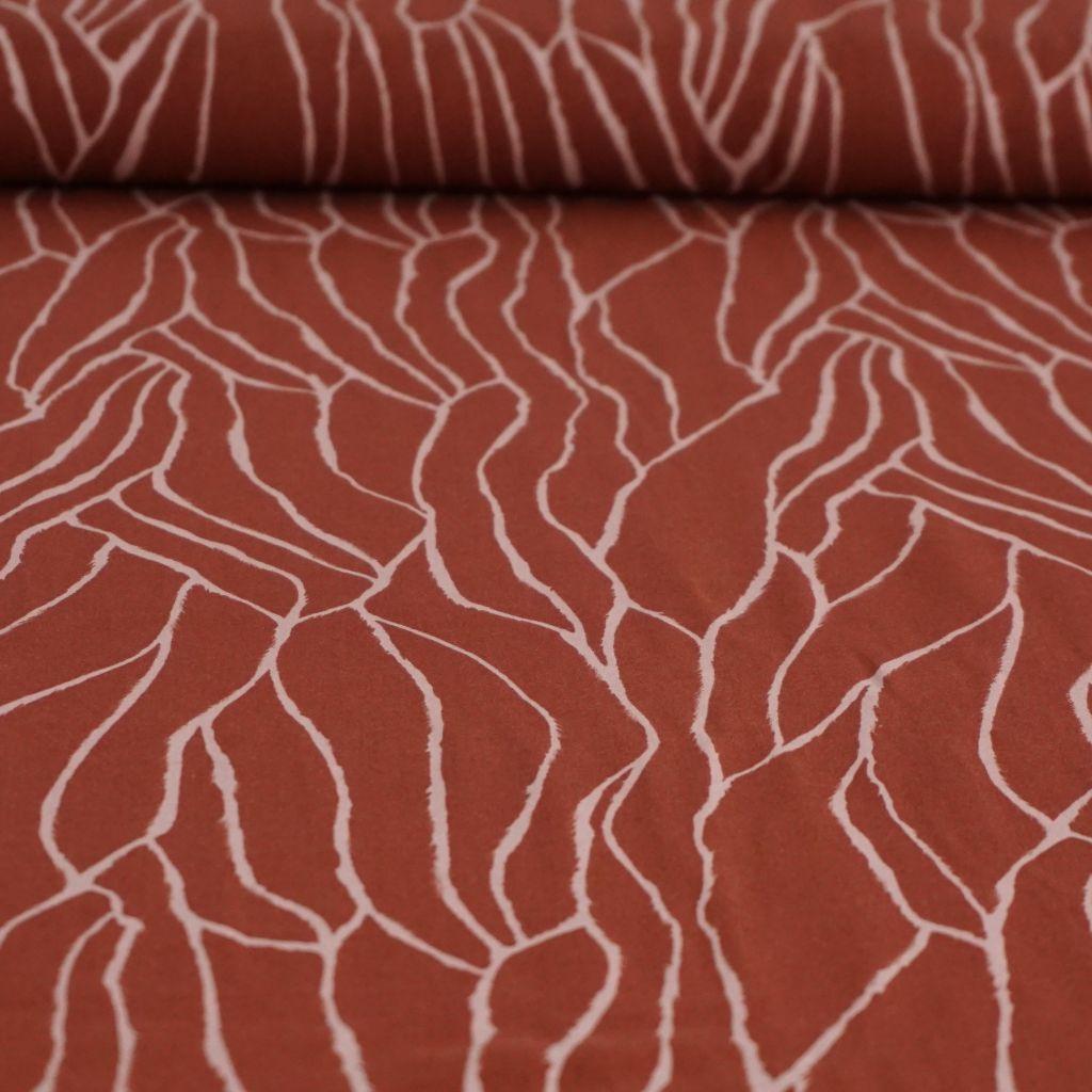 Viskose Twill Druck abstrakte Blätter rostrot